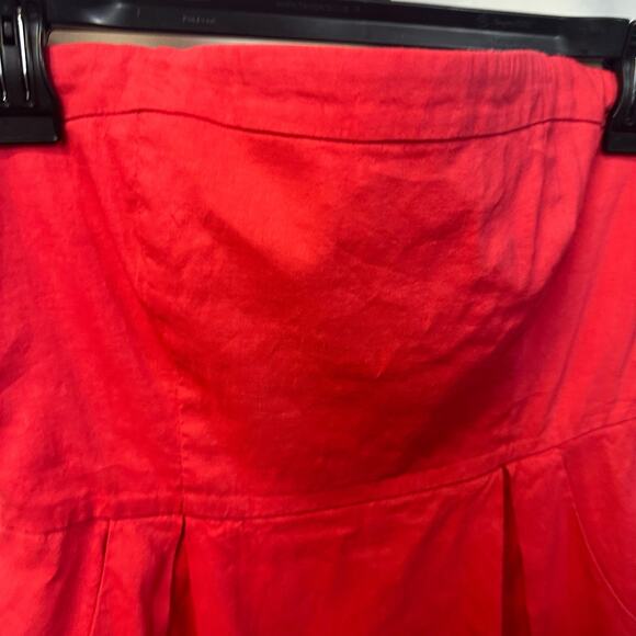 Theory Pink Strapless Linen Blend Pockets Mini Dress Sundress Cocktail 6 - Picture 4 of 6